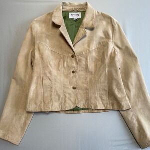 Wilsons Leather Maxima Suede Jacket Tan Cropped Western Women's XL